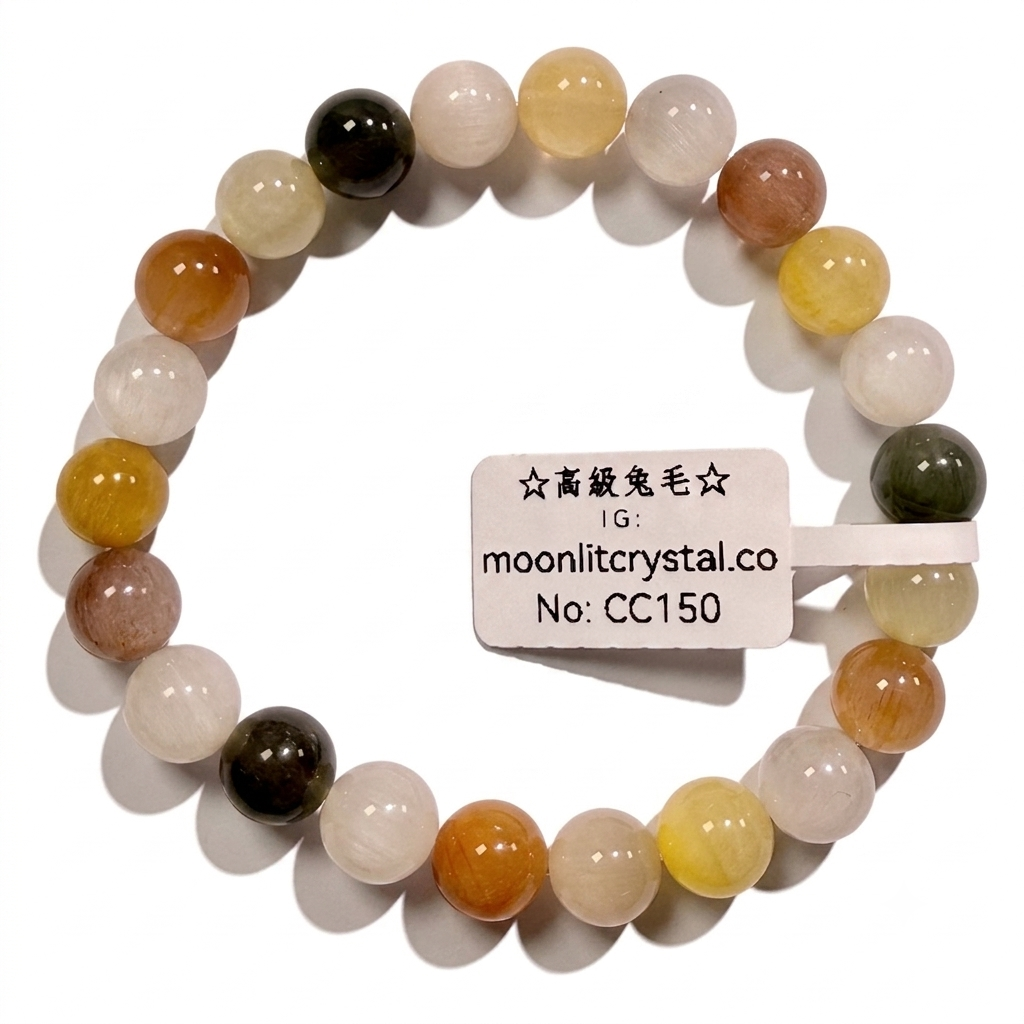 High-grade Rutilated Quartz 8mm+ | Macaron Colors | Attract Wealth | Calm Nerves & Aid Sleep | Gentle Energy | Good Luck